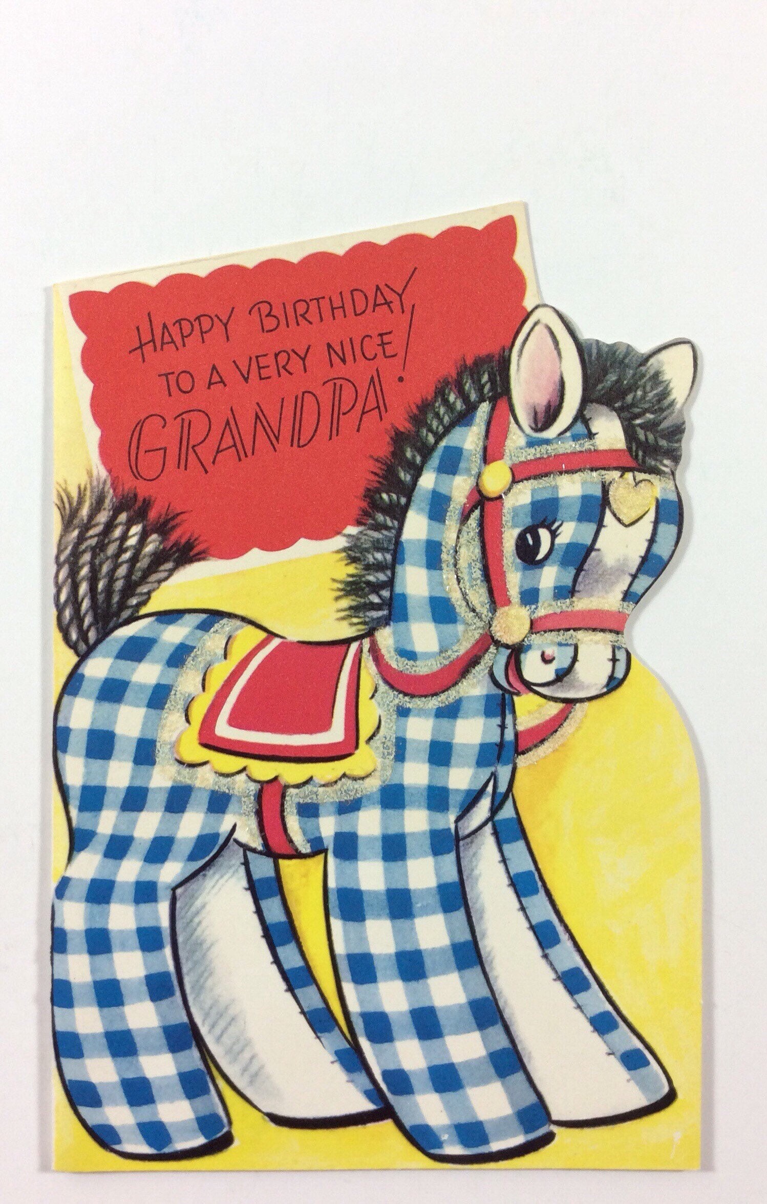 Blue Plaid Toy Horse Vintage 1950s Unused Rust Craft Birthday - Etsy