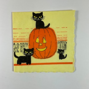 Black Cats & JOL Pumpkin Vintage 1940s Unused Gibson Halloween Paper ...