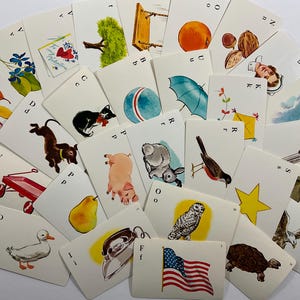5 Randomly Selected Alphabet Picture Vintage Whitman Alphabet Playing Flash Collecting Swap Cards