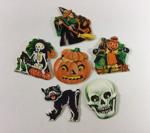 6 Scary Halloween Skeleton Witch Black Cat Scarecrow Pumpkin | Etsy