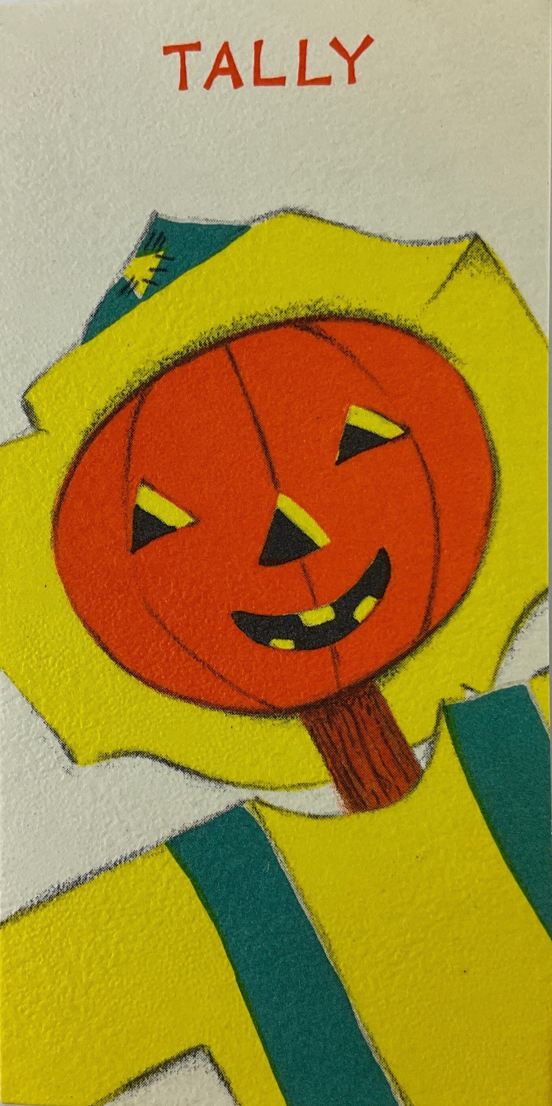 Halloween JOL Pumpkin Scarecrow Vintage 1952 Unused Hallmark Tally Game ...