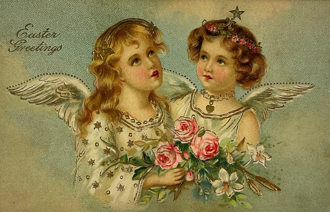 Sweet Angel Roses Beautiful Gold Detailed Sweet Angels Roses & Lily Flowers Vintage ...