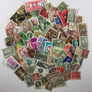 Lot of 75 Vintage Worldwide Cancelled Postage Stamps Off Paper f/Crafts ~ Junk Journal ~ Scrapbook ~ Memory Books