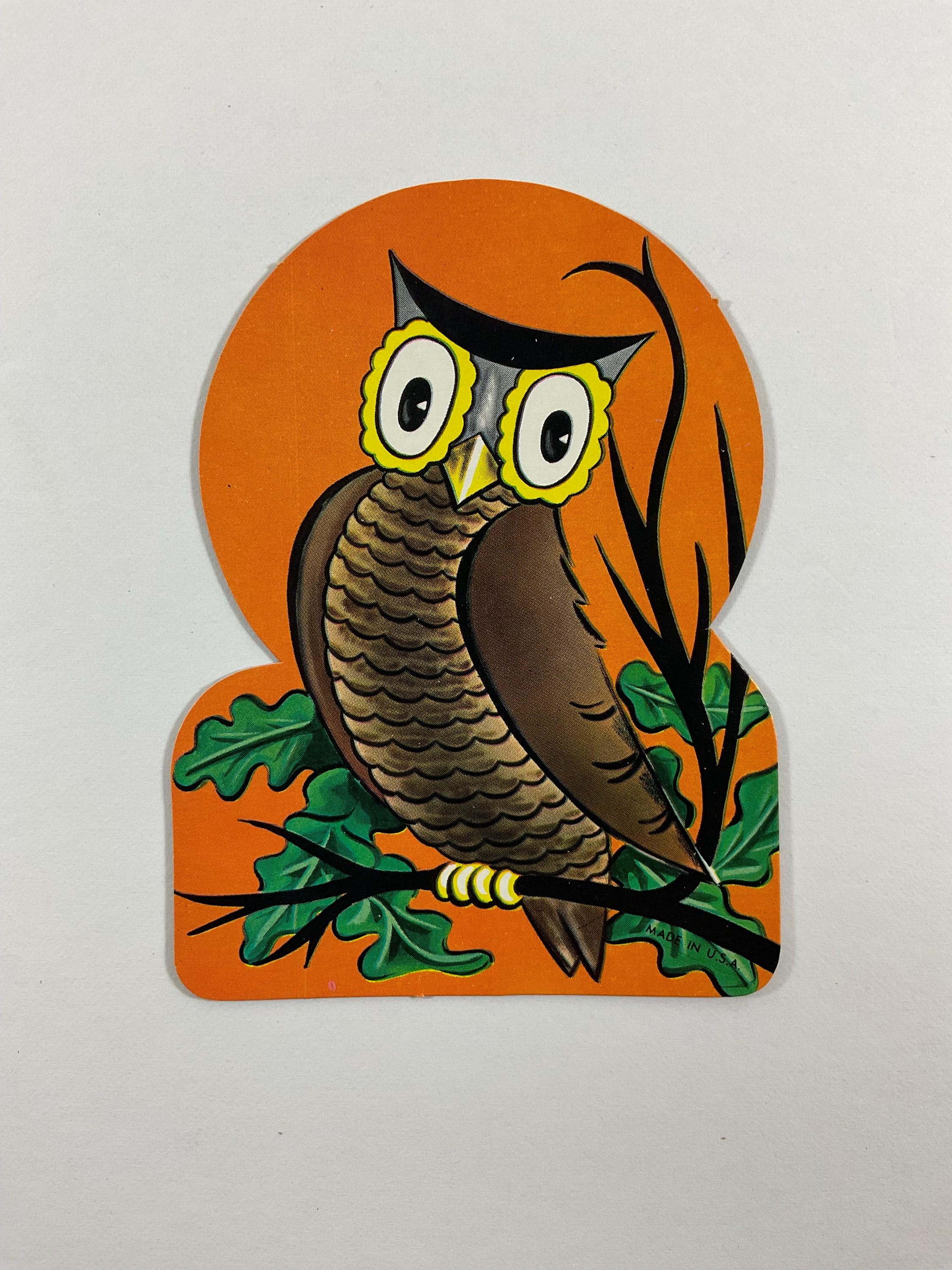 Wise Ole Owl Vintage 1940s Unused Eureka Halloween Cardboard