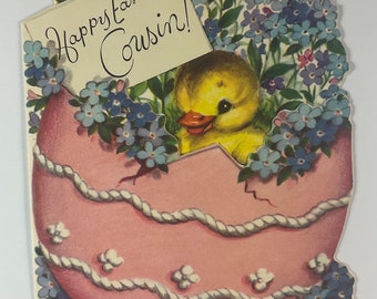 Easter Egg Duck Duckling Vintage 1951 Marjorie Cooper Rust Craft Easter Greeting Card