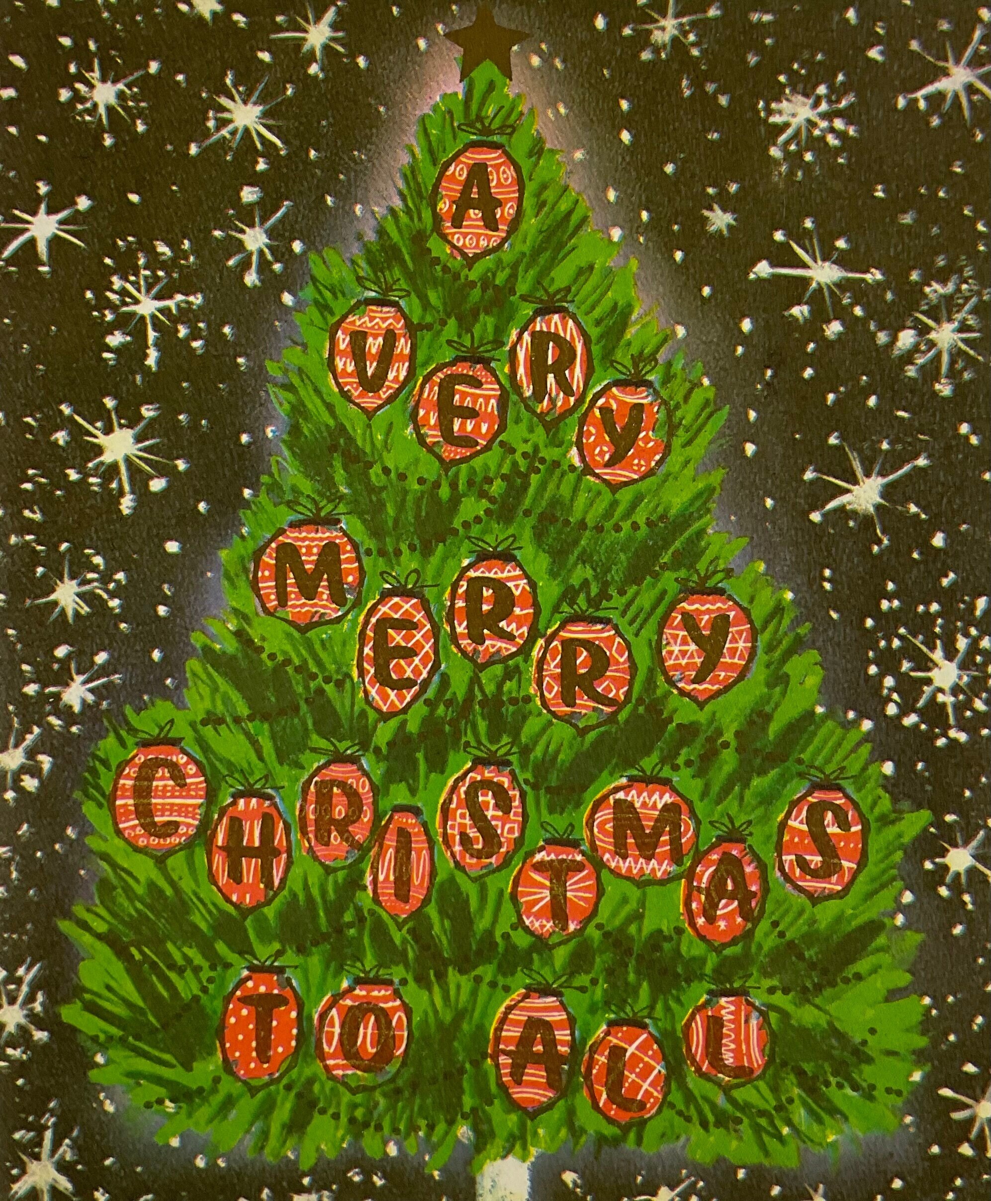 A Happy Greeting & A Wish That's Sincere Xmas Tree Vintage 1940s