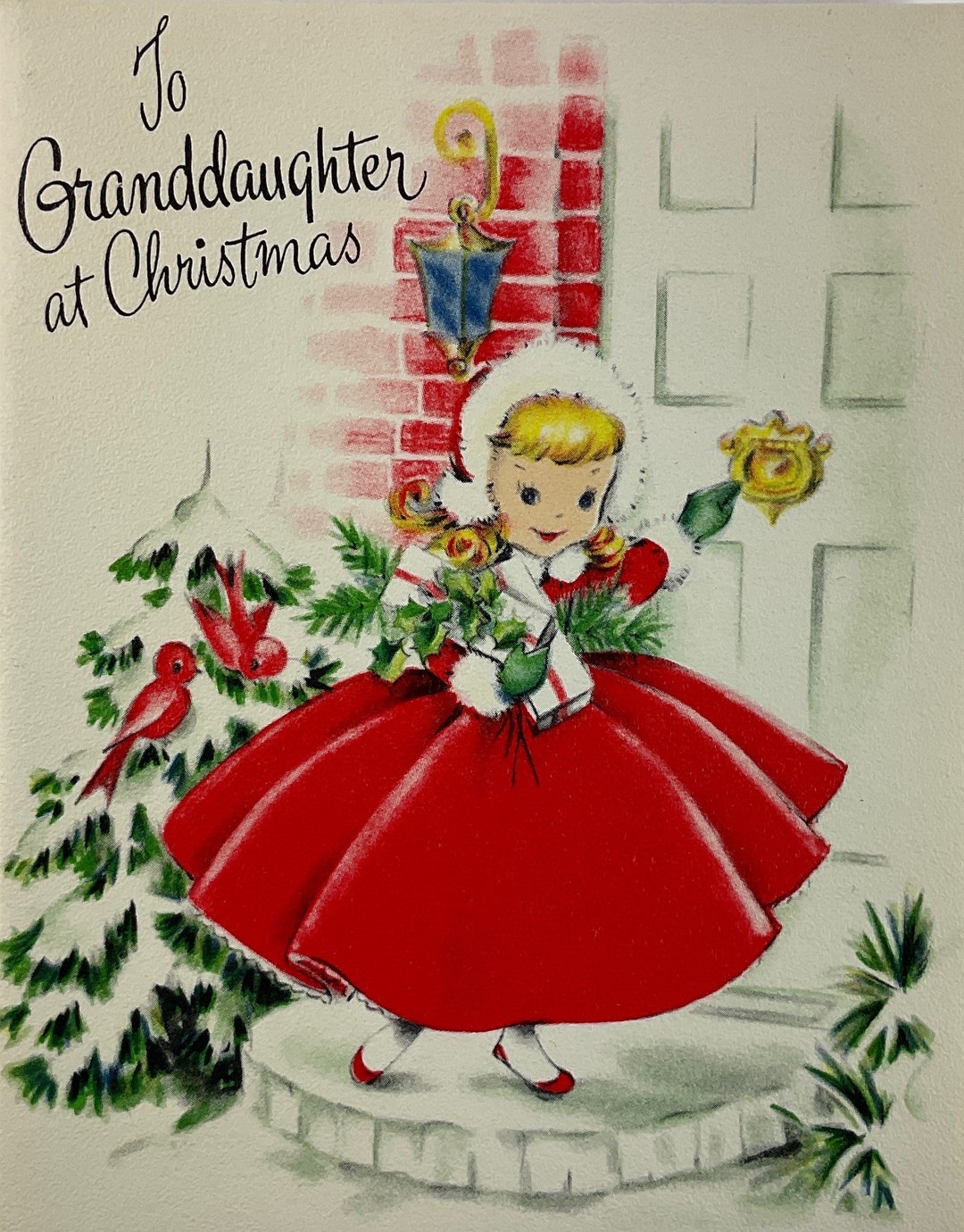 Red Petticoat Little Girl Delivering Presents Vintage 1940s - Etsy