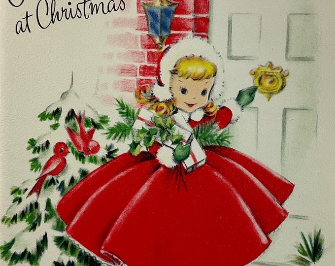 Red Petticoat Little Girl Delivering Presents Vintage 1940s - Etsy