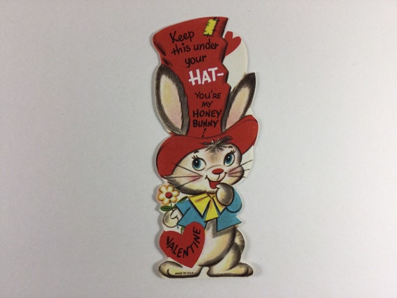 Top Hat Honey Bunny Rabbit Vintage 1950s Unused Valentine - Etsy Top Hat Honey Bunny Rabbit Vintage 1950s Unused Valentine - Etsy