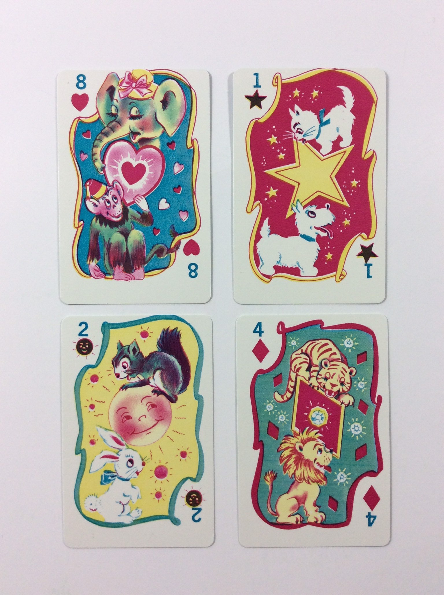 Russell children's card game Crazy 8's Hearts 1960 Super Cute Graphics Art  Craft
