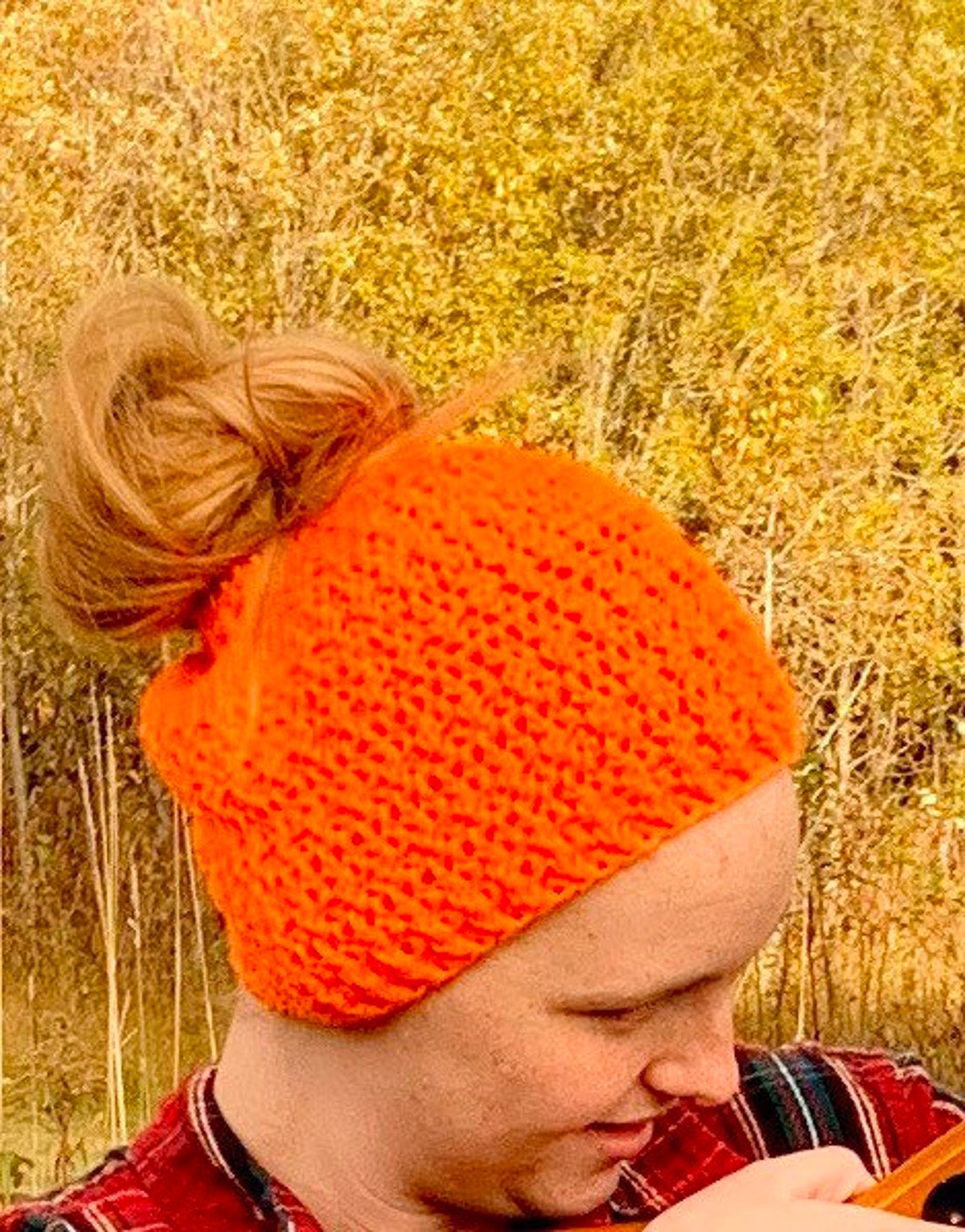 Hunting Messy Bun Hat Blaze Orange Ladies Hat Women's Etsy