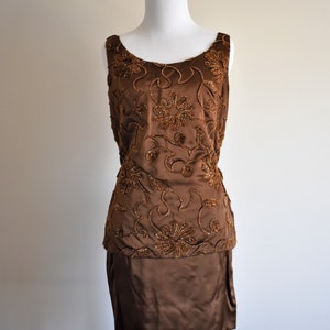 Sexy 1960's Vintage 2 Piece Brown Floral Tank & Skirt Set Geno California Designs by Erni XS size 0 image 2