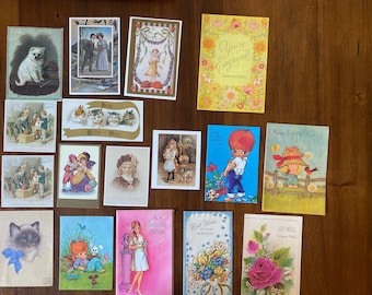 Lot of 17 Vintage Greeting Cards | Valentine’s Day, Get Well Soon, Engagement, Blank, Birthday