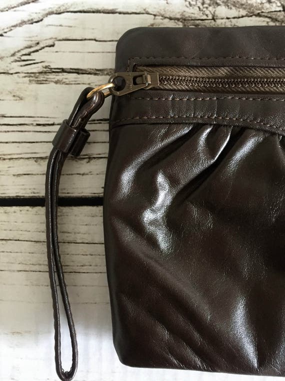 Dark Brown Faux Leather Vintage Letisse Clutch wi… - image 2