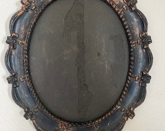 1940s Vintage Black Bow Oval Picture Frame 9.5x7.5” Dart Industries