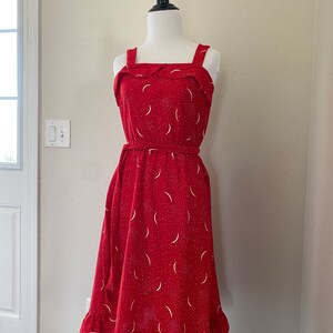 Robe d'été vintage rouge croissant de lune Robe femme Taille 2 TP image 2