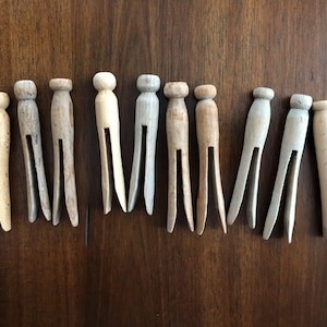 10 Vintage 4" Wood Clothespins
