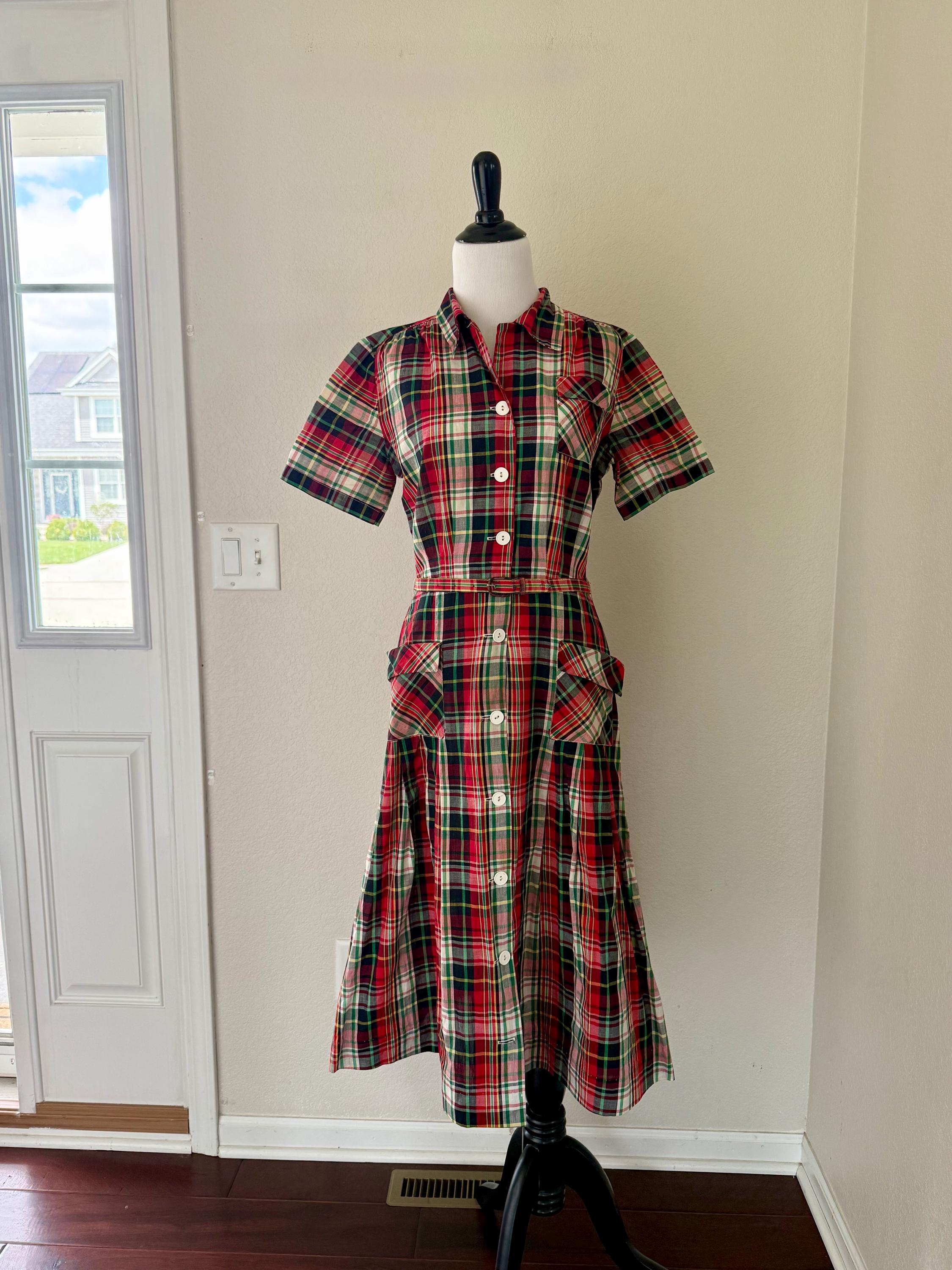 green agua bendita dress Judith Tartan 50s Vintage Style Swing Dresss (XSmall) 8 – Curvique Vintage main image 0