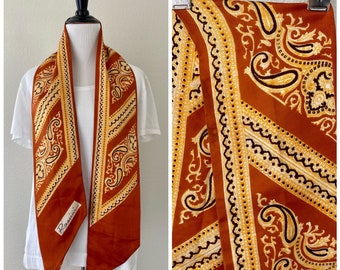 Vintage paisley bronzen en gouden Rossini-sjaal uit de jaren 60, gemaakt in Japan