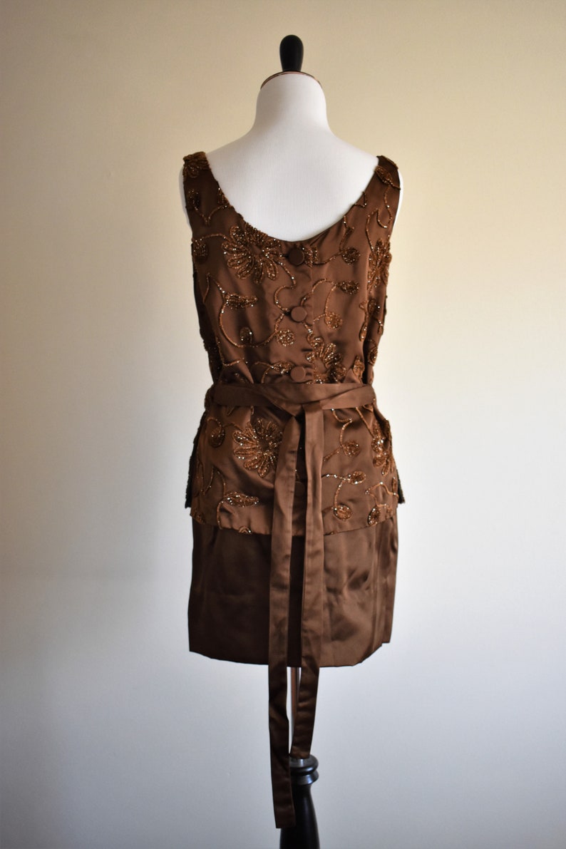 Sexy 1960's Vintage 2 Piece Brown Floral Tank & Skirt Set Geno California Designs by Erni XS size 0 image 5