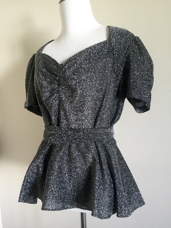 Women's Vintage Black and Silver Metallic Baby Do… - image 2