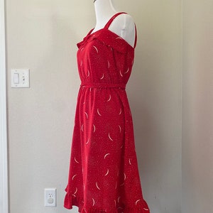 Robe d'été vintage rouge croissant de lune Robe femme Taille 2 TP image 5