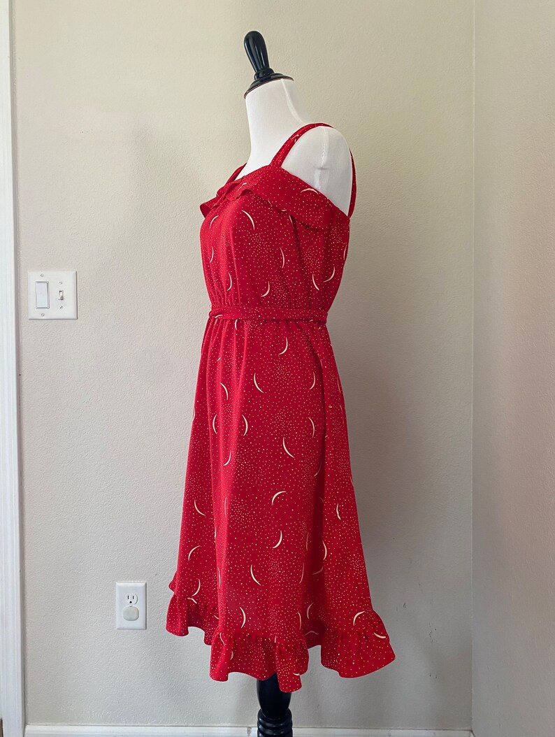 Robe d'été vintage rouge croissant de lune Robe femme Taille 2 TP image 5