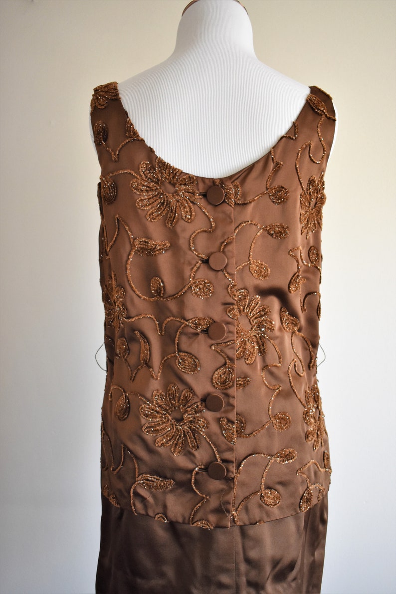 Sexy 1960's Vintage 2 Piece Brown Floral Tank & Skirt Set Geno California Designs by Erni XS size 0 image 6