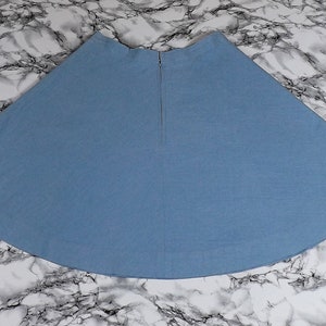 Sky Blue Cotton Circle Skirt, Fully Lined, Pale Blue Full Skirt, Light Blue Handmade Womens Skirt Made To Order Can Be Made To Measure image 9