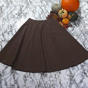 Handmade Brown Cotton Circle Skirt, Midi Length, Pockets, Fully Lined, Dark Brown Full Skirt Made To Order Can Be Made To Measure image 9