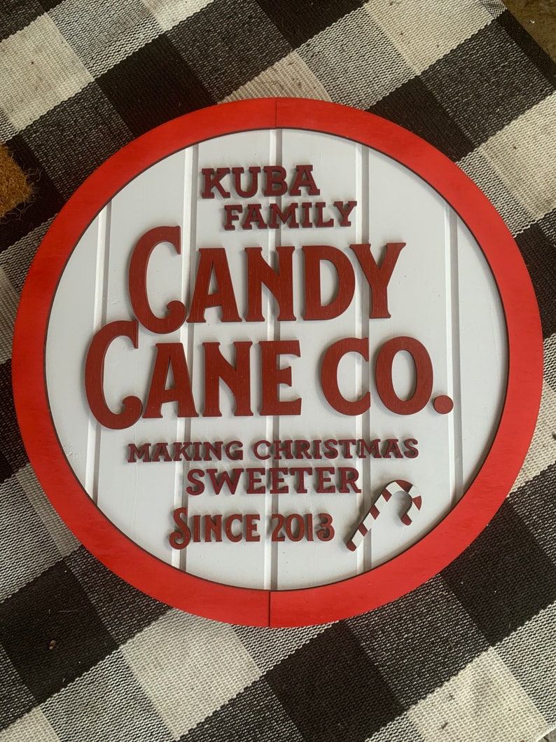 Candy Cane Custom Christmas Name Sign Christmas Signs | Etsy