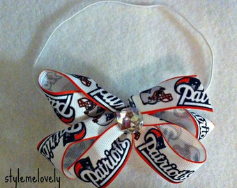 New England Patriots baby Girl Boutique Bow Elastic Headband