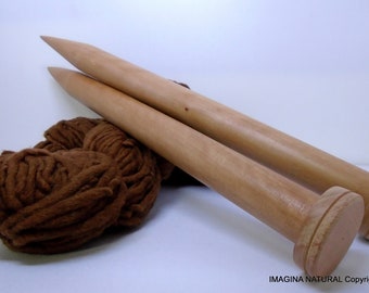 30mm wide x 40cm Jumbo Giant Knitting Needles Big Chunky Long Handmade Native Chilean Rauli Red Wood Natural Untreated Non Toxic