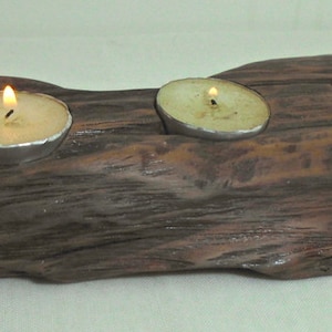Free Shipping Beautiful New Handmade oak Driftwood 3Tea light Candle Holder Made from Reclaimed Native Chilean Wood. Candelabra, Tealight