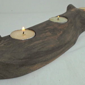 Free Shipping Beautiful New Handmade oak Driftwood 3Tea light Candle Holder Made from Reclaimed Native Chilean Wood. Candelabra, Tealight