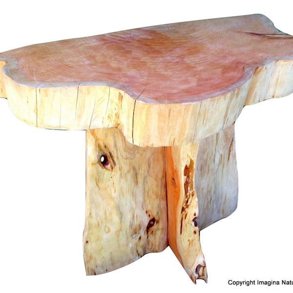 Cypress Handmade Tree Slab Wall Accent Table - Rustic Chilean Log Table