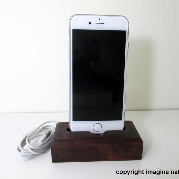 Small Reclaimed Tsunami Wood Phone Dock Stand Wooden Phone Docking Station Oak Reclaimed Wood iPhone Dock Cell Phone Cable iPhone 3 4 5 6