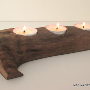 Free Shipping Beautiful New Handmade oak Driftwood 3Tea light Candle Holder hand crafted