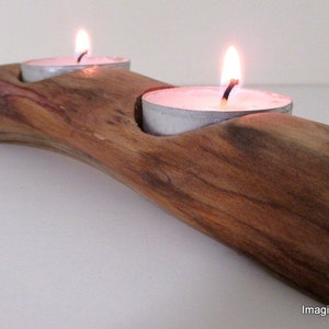 Free Shipping Beautiful New Handmade oak Driftwood 2Tea light Candle Holder Made from Reclaimed Native Chilean Wood. Candelabra, Tealight
