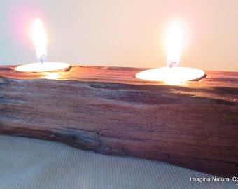 Beautiful New Handmade Rauli Driftwood Tea light Candle Holder Made from Reclaimed Native Chilean Wood. Candelabra, Candlestick, Tealight