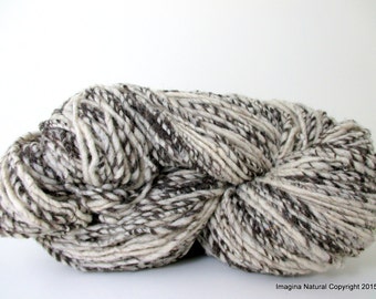 14 balls - hand Spun, Undyed, Non treated, Pure Chilean Araucana Wool Knitting Yarn Handmade - Natural White and Grey