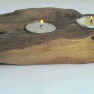 Free Shipping Beautiful New Handmade pine wood Driftwood Three Tea light Candle Holder Hand Crafted Unique Piece