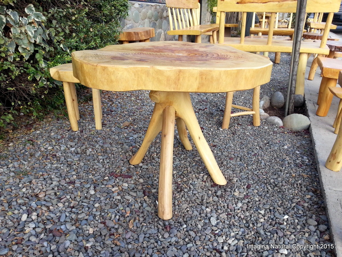 Cypress Handmade Slab Casual Dining Table Log Rustic Chilean