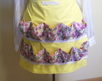 apron - 10 pocket egg Apron /Country Collectors Farm Apron/yellow