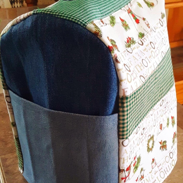 Funda para batidora KitchenAid/Retazos de tela vaquera verde/reutilizada/de bolsillo/estándar/clásica/artesanal