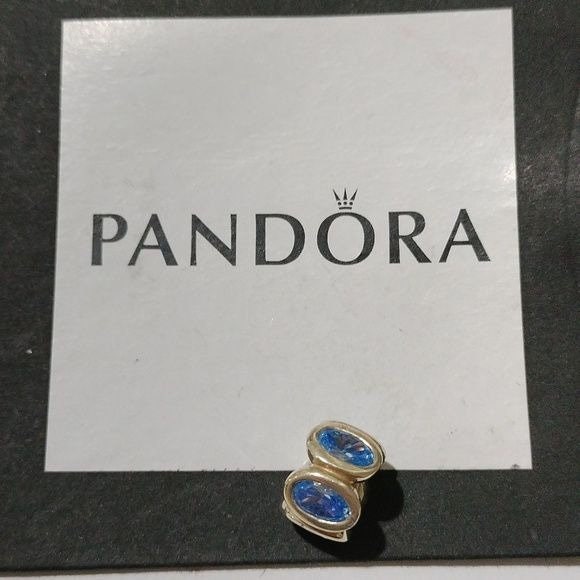 Pandora Retired Sterling Silver with Blue Zirconia Oval Lights Bead - 790311CZB