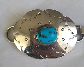 Vintage Sterling Silver Turquoise Concho Belt STERMEX 39