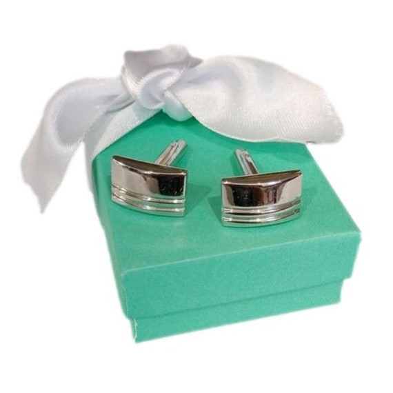 Silver tone Rectangular Cuff Links - image 1