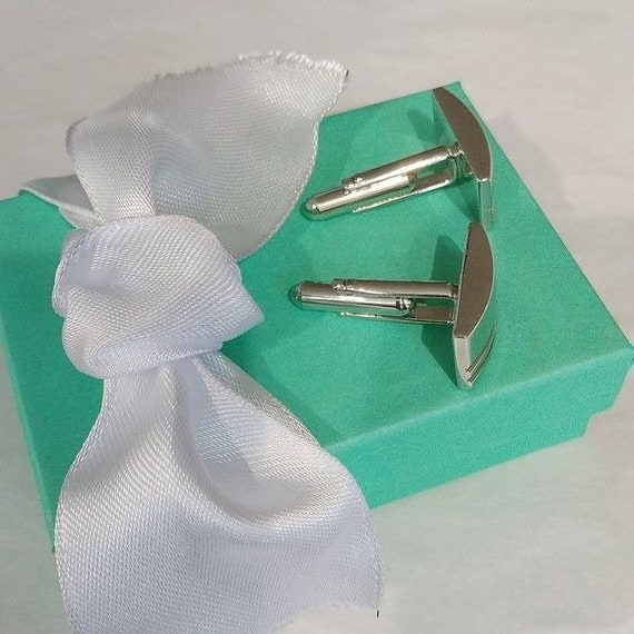 Silver tone Rectangular Cuff Links - image 2