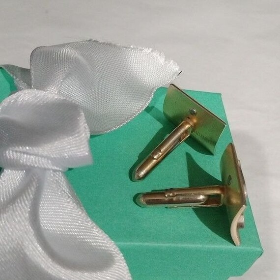 Swank Two Tone Initial Letter E Cuff Links - image 3